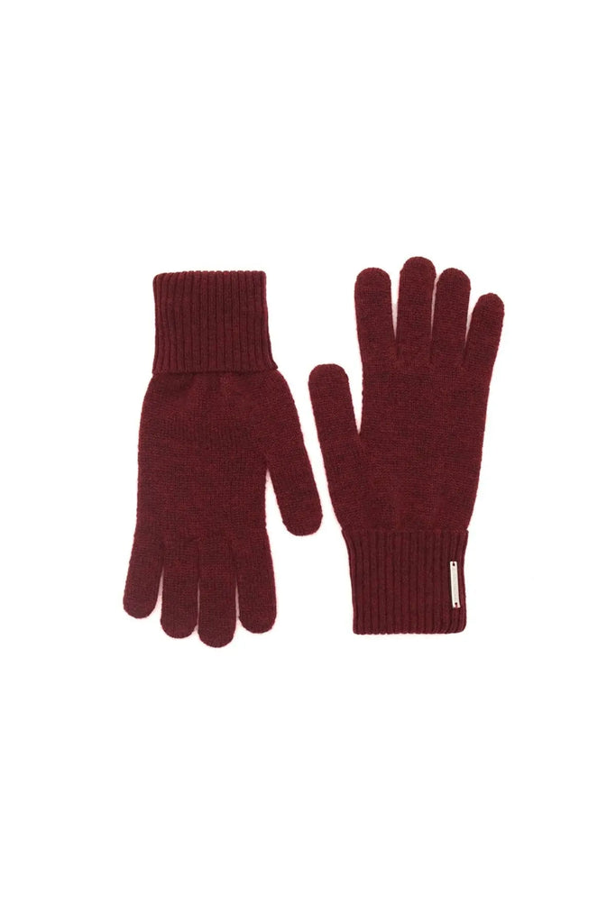 Claret Red Wool Kamir Basic Glove Silk and Cashmere