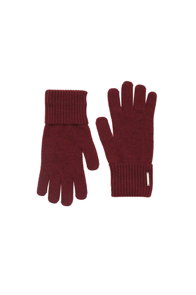 Claret Red Wool Kamir Basic Men's Gloves Silk and Cashmere
