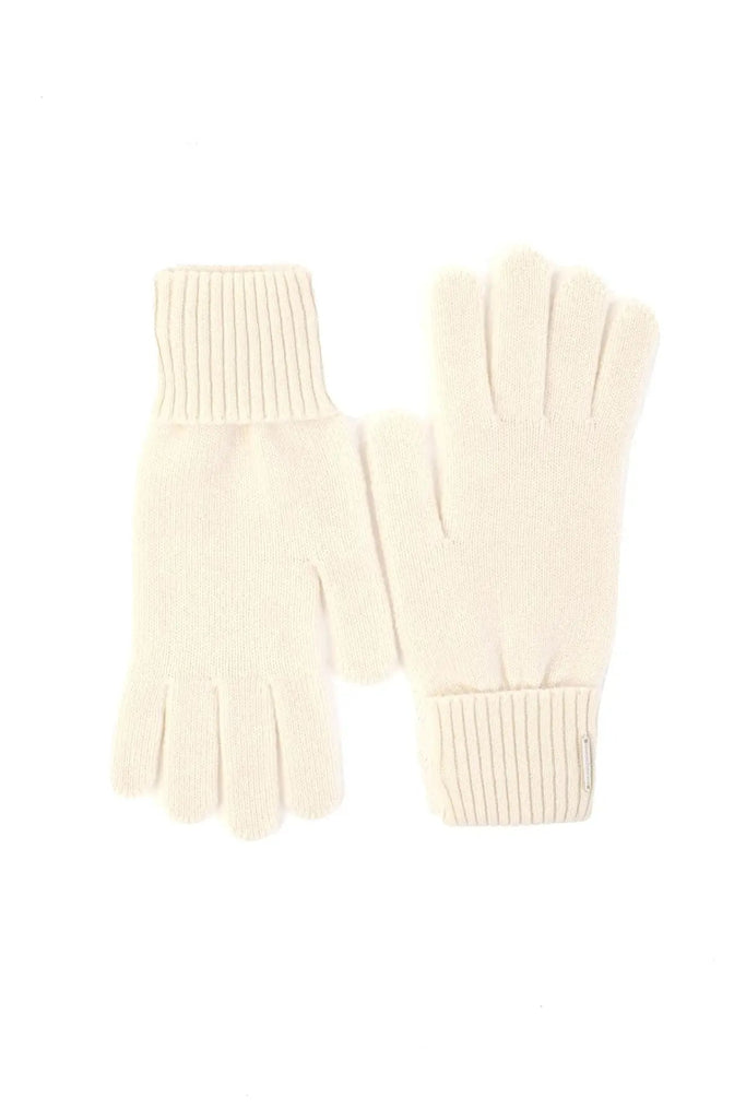 Ecru Pure Cashmere Classic Ribbed Detailed Gloves Silk and Cashmere