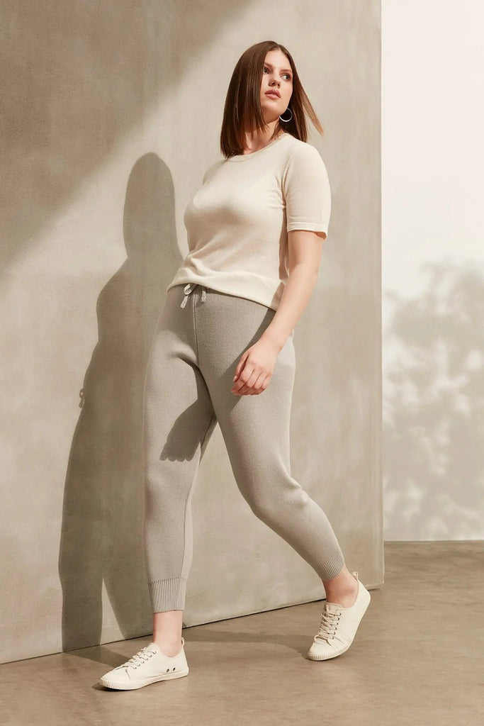 Medium Gray Melange Cashmere Marcella Sweatpants Silk and Cashmere