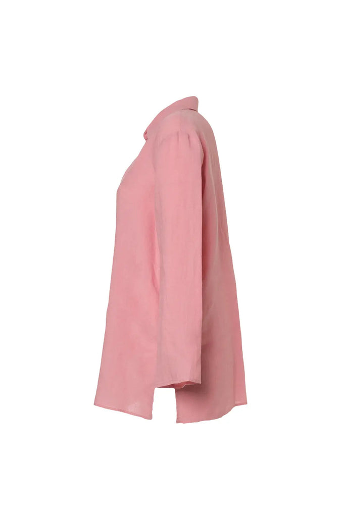 Pembe Keten Kate Uzun Kollu Gömlek Tunik Silk and Cashmere